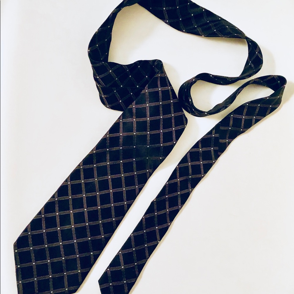 GEORGE TIE BLACK SILVER DIAMONDS 59 X 3.5 SILK